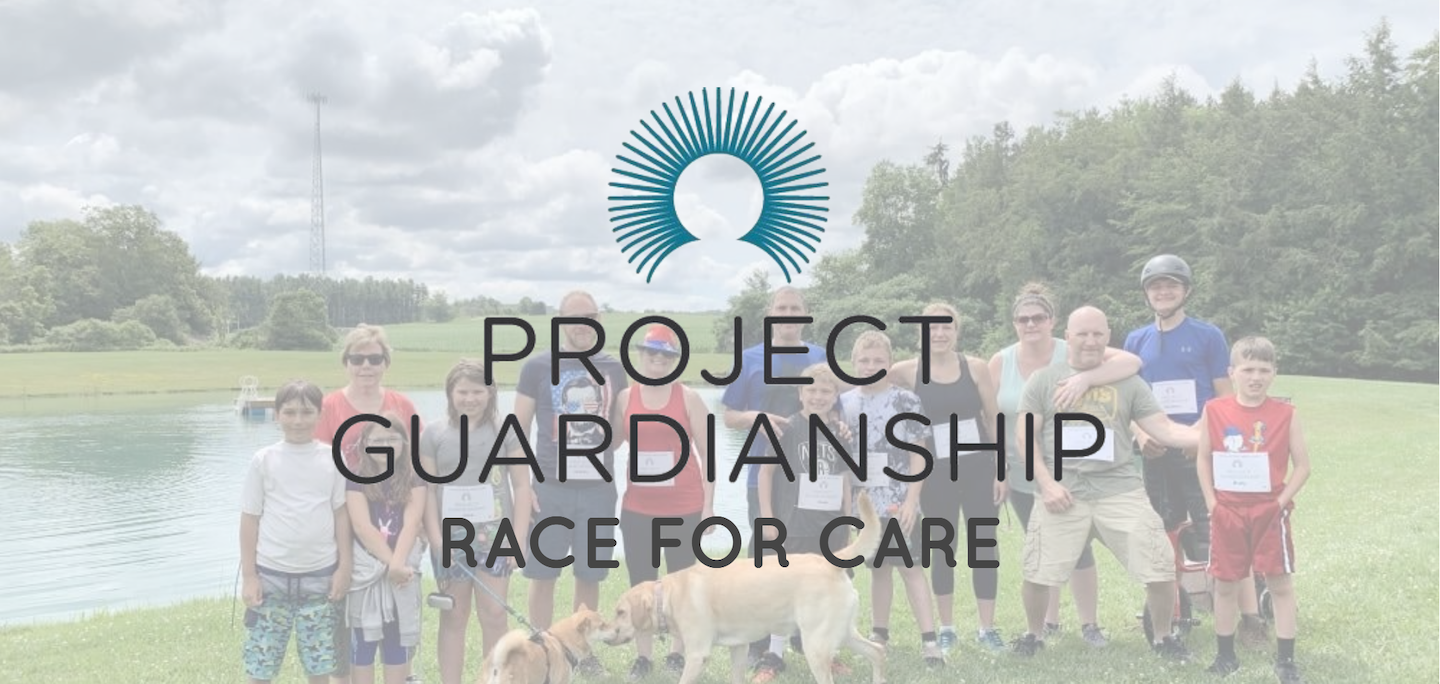 PG Logo and "Race for Care" overlaid against an image of people in athletic clothes