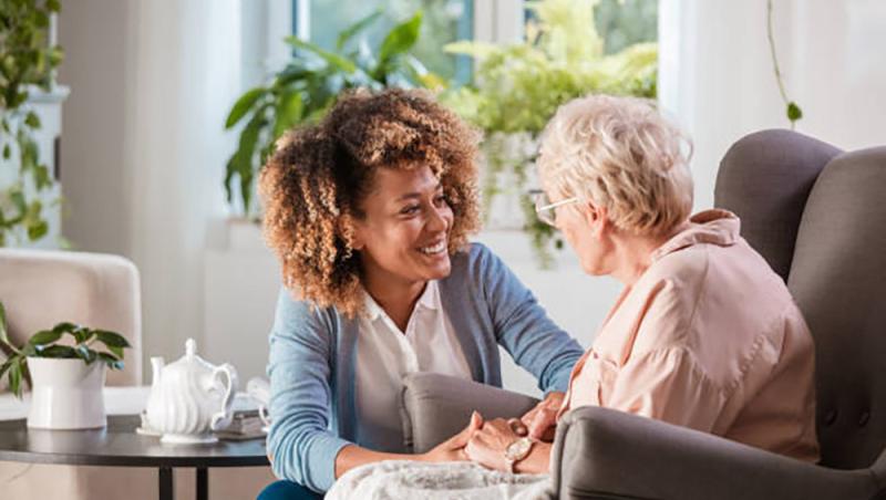 Black woman with an older white woman.
